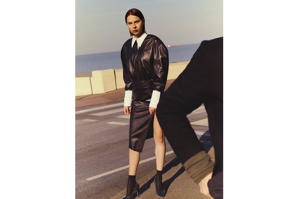 Off-White Leather Dress Helmut Lang PVC Collar Cotton Shirt Jimmy Choo Anne 100 Satin and TPU Pumps Black White