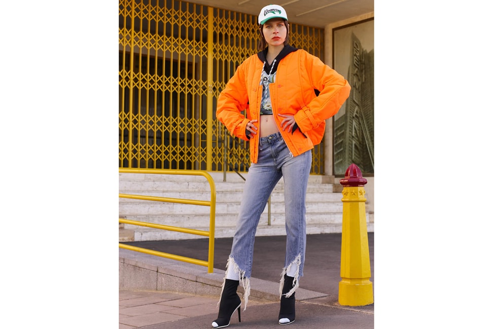 Helmut Lang Square-Neck Quilted Shell Jacket R13 Jeans Off-White Woman Cotton Baseball Cap Heron Preston Cropped Hoodie Orange Blue White Black