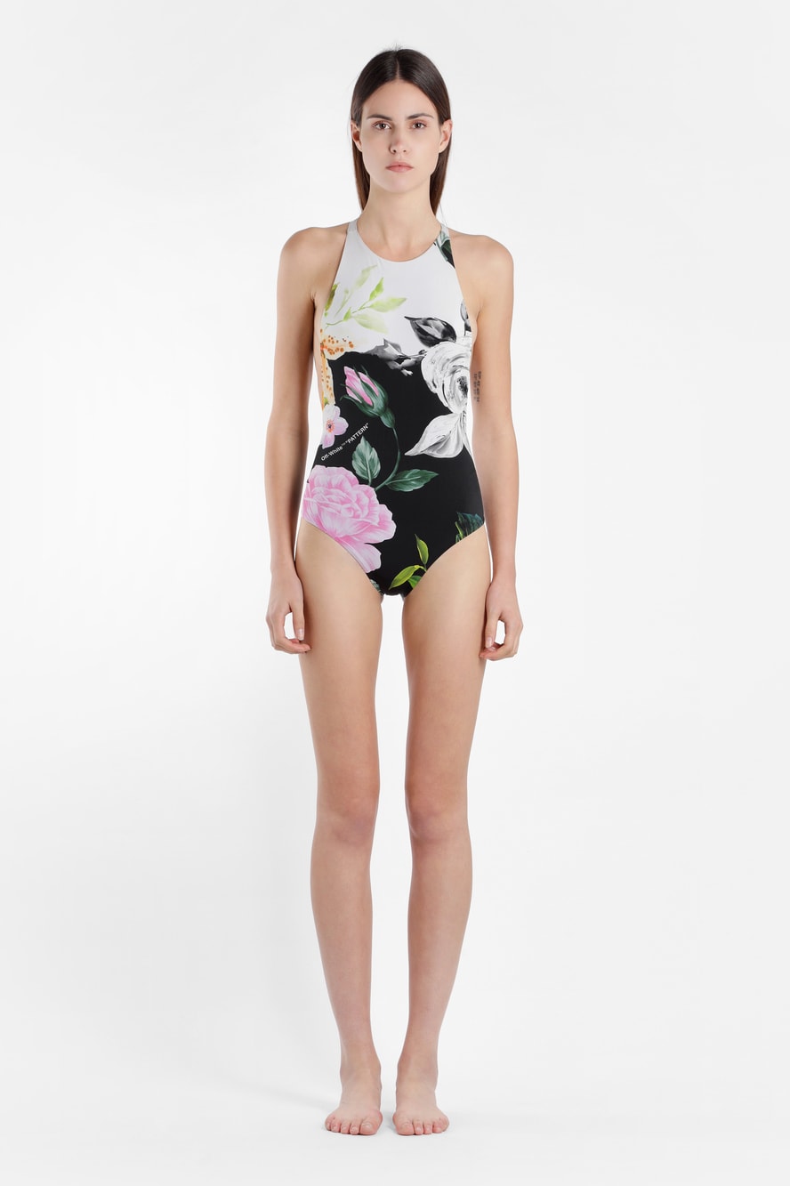 Off-White Virgil Abloh Swimsuit Beachwear Swimwear Bathing Suit One Piece Spring Summer 2018 Printed Floral Black Floral Pink Bodysuit