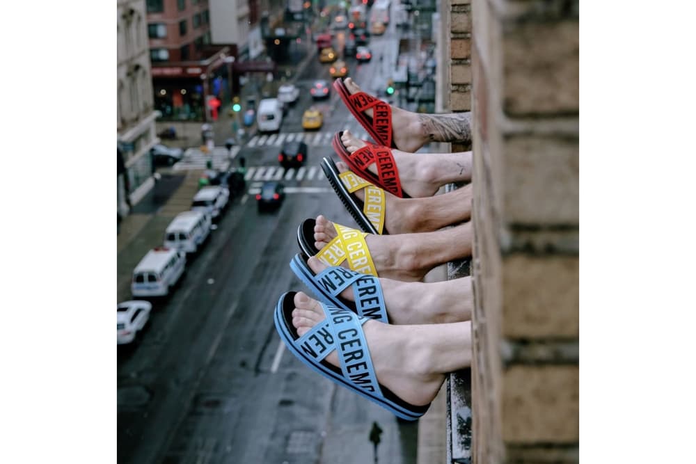 opening ceremony berkeley leather slides red yellow blue black