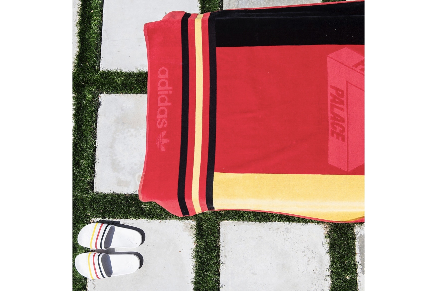 Palace Skateboards x adidas Originals Pool Slides Beach Towel Collaboration London Collab SS18 Spring Summer 2018 Release info date where to buy