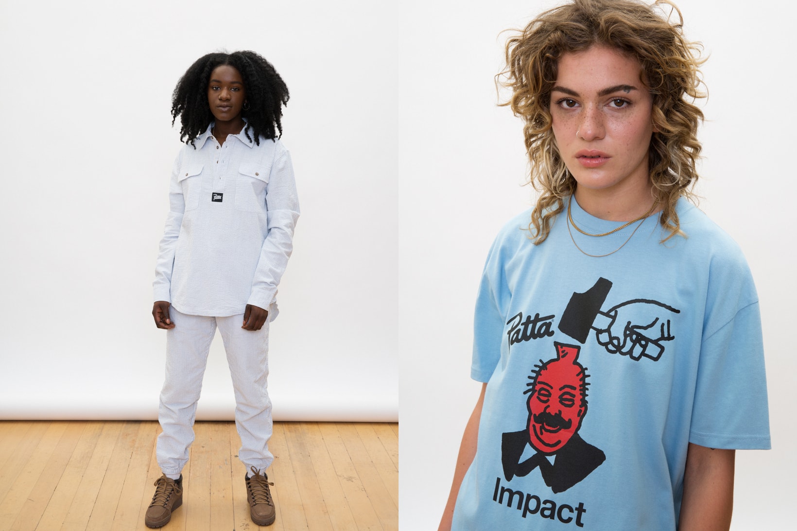 Patta Summer 2018 Collection Two-Piece Set Graphic T-Shirt Denim White Blue