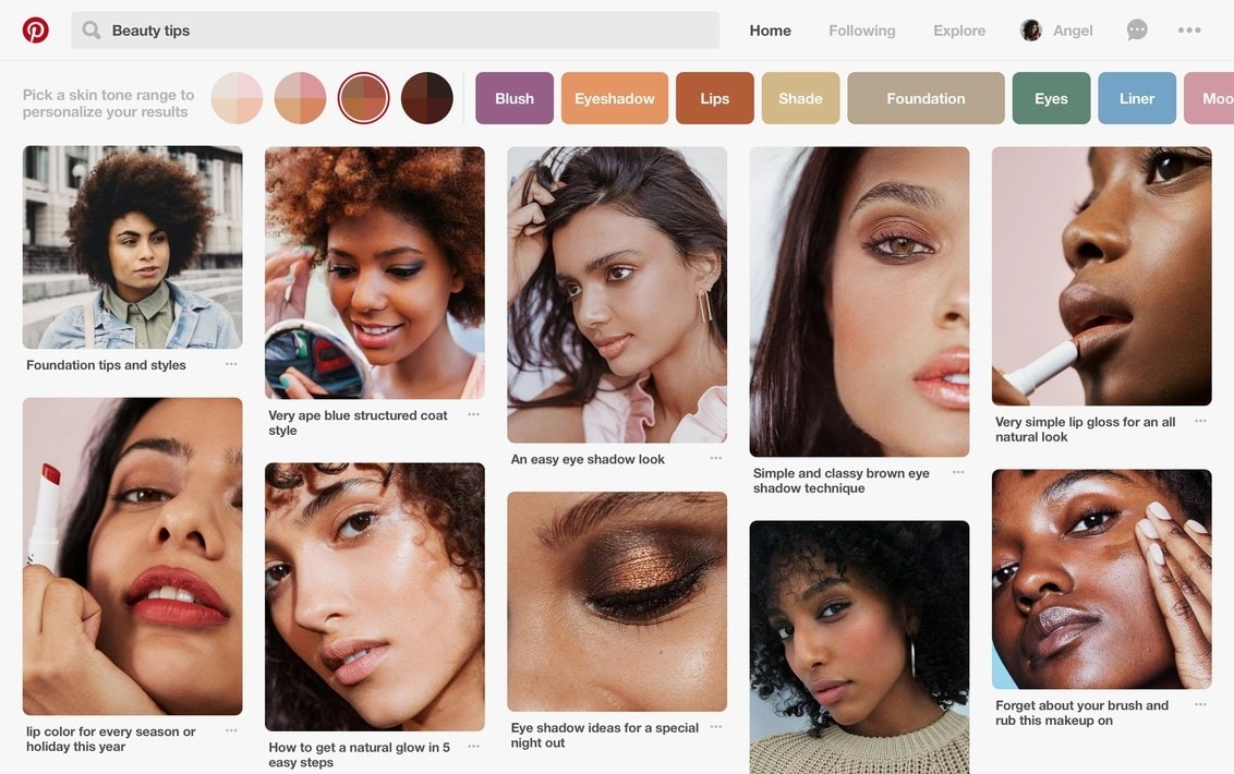 Pinterest Adds Skin Tone Filter to Search Feature Diversity Inclusivity Makeup Beauty