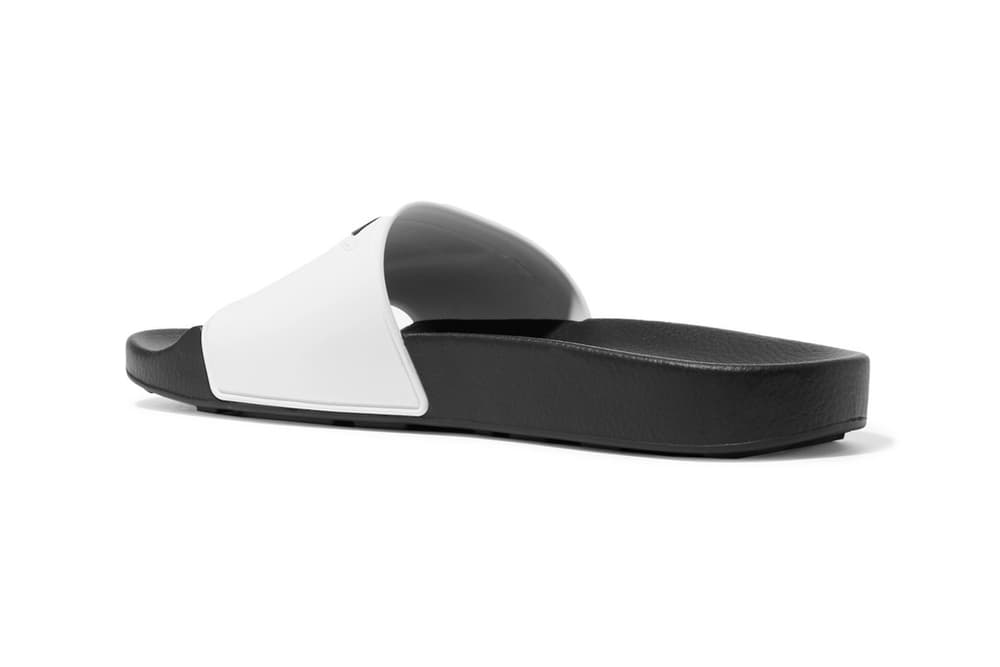 Prada Logo-Print Slides White Black