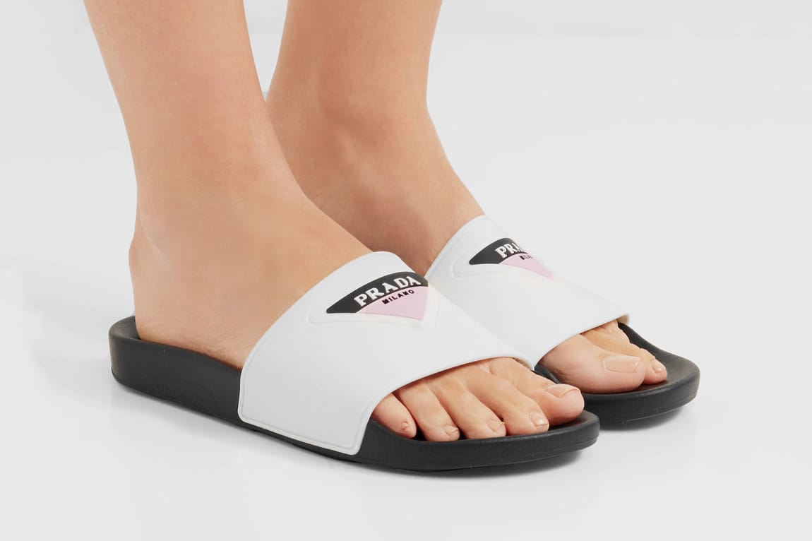 prada logo slide sandal