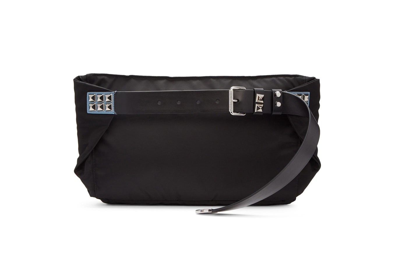 Prada Black/Blue Studded Strap Belt Bag Nylon Bum Bag Fanny Pack