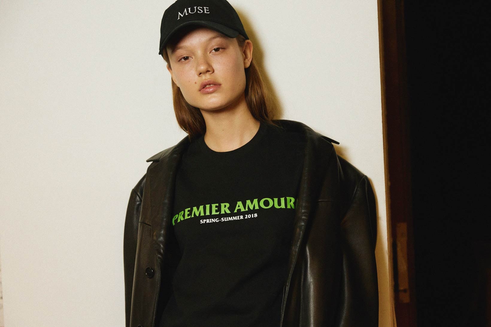 PREMIER AMOUR Spring/Summer 2018 Lookbook Muse Hat Graphic T-Shirt Green Black