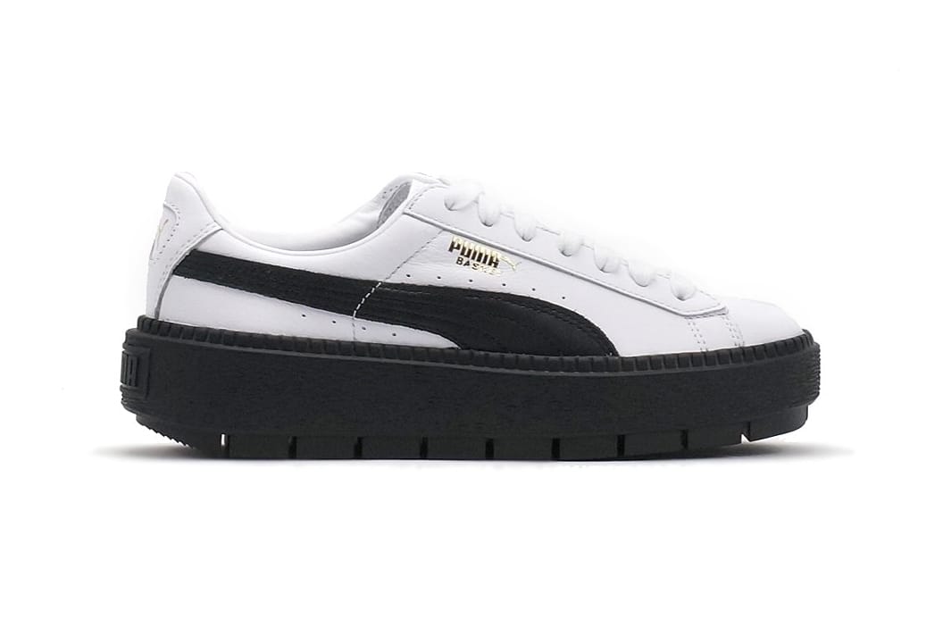 PUMA Basket Platform Trace in White and 