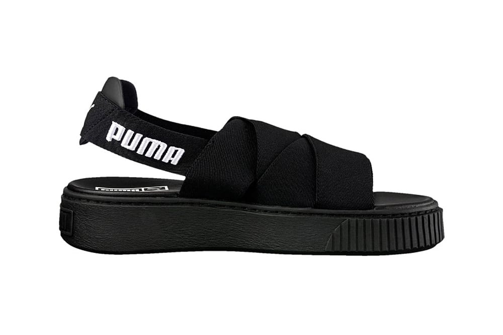 PUMA Drops Platform Sandals in Black 