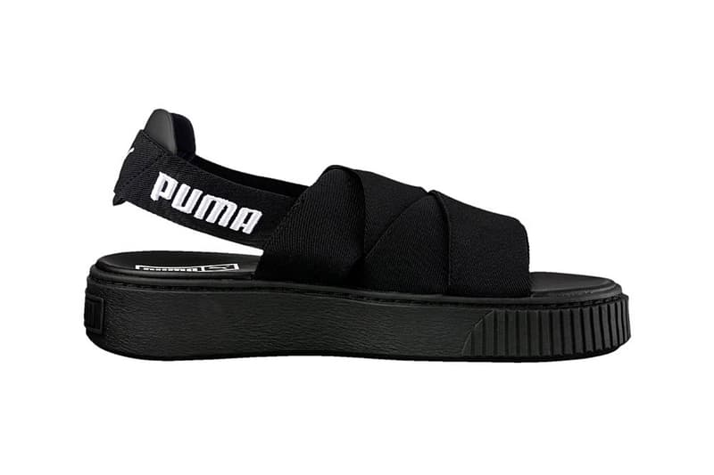 PUMA platform sandals black and white monochrome logo slingback slip-on women's where to buy sole finess