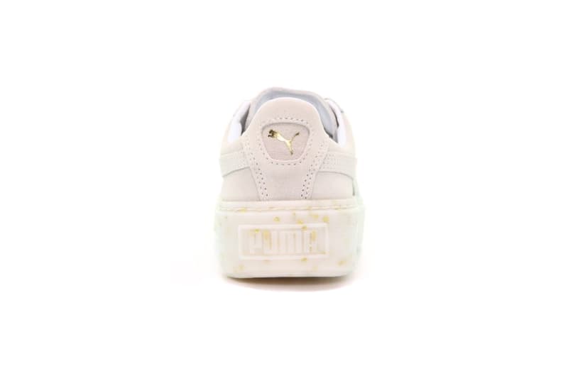 puma suede platform team gold pastel pink