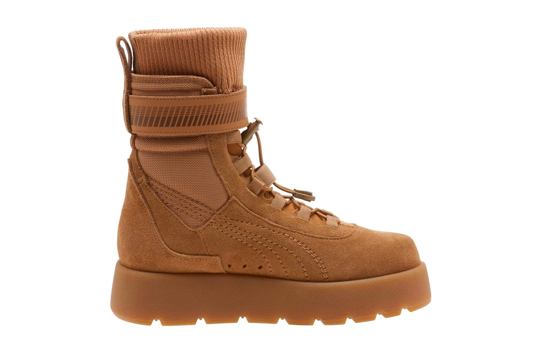 Rihanna Fenty PUMA Scuba Boot Brush Brown Tan Desert Footwear Spring Summer 2018 Colorway Shop Where to Buy Price Release Date Information Women's Shoes Festival