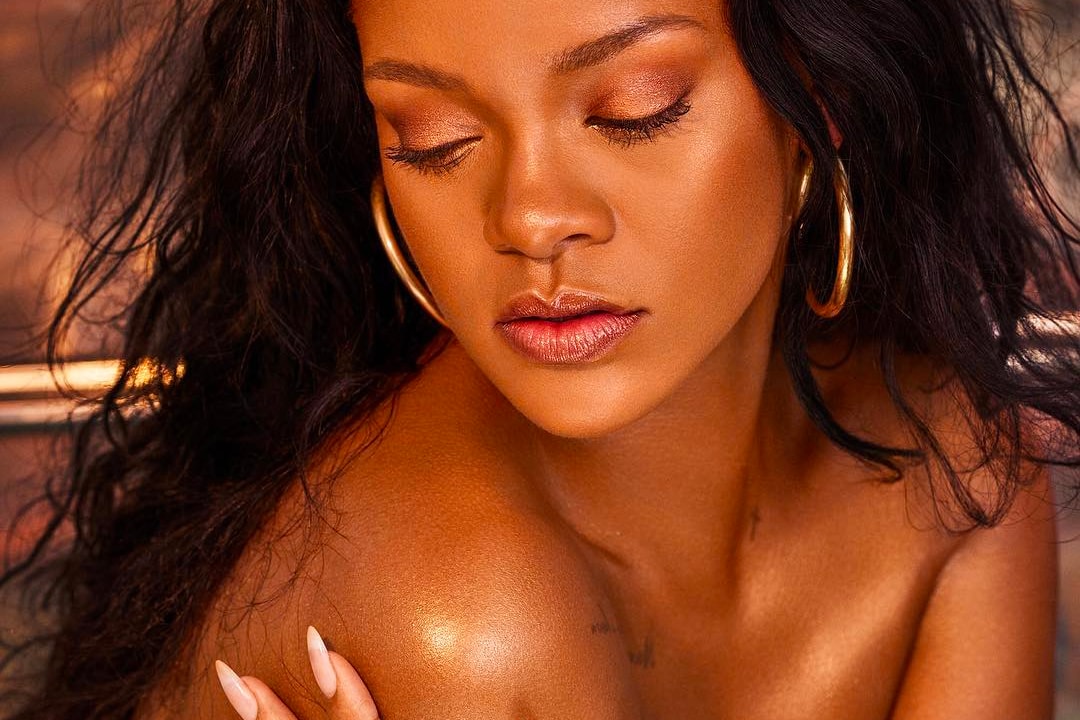 Rihanna Wearing Orange Savage x Fenty Lingerie on Instagram