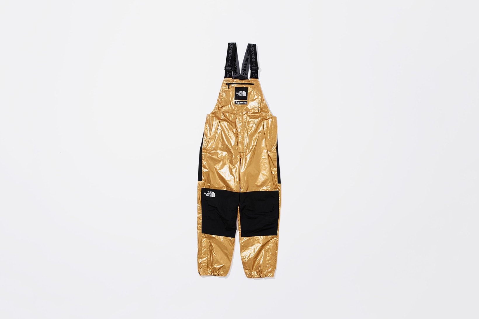 Supreme x The North Face Spring 2018 Metallic Collection Mountain Bib Pants Gold