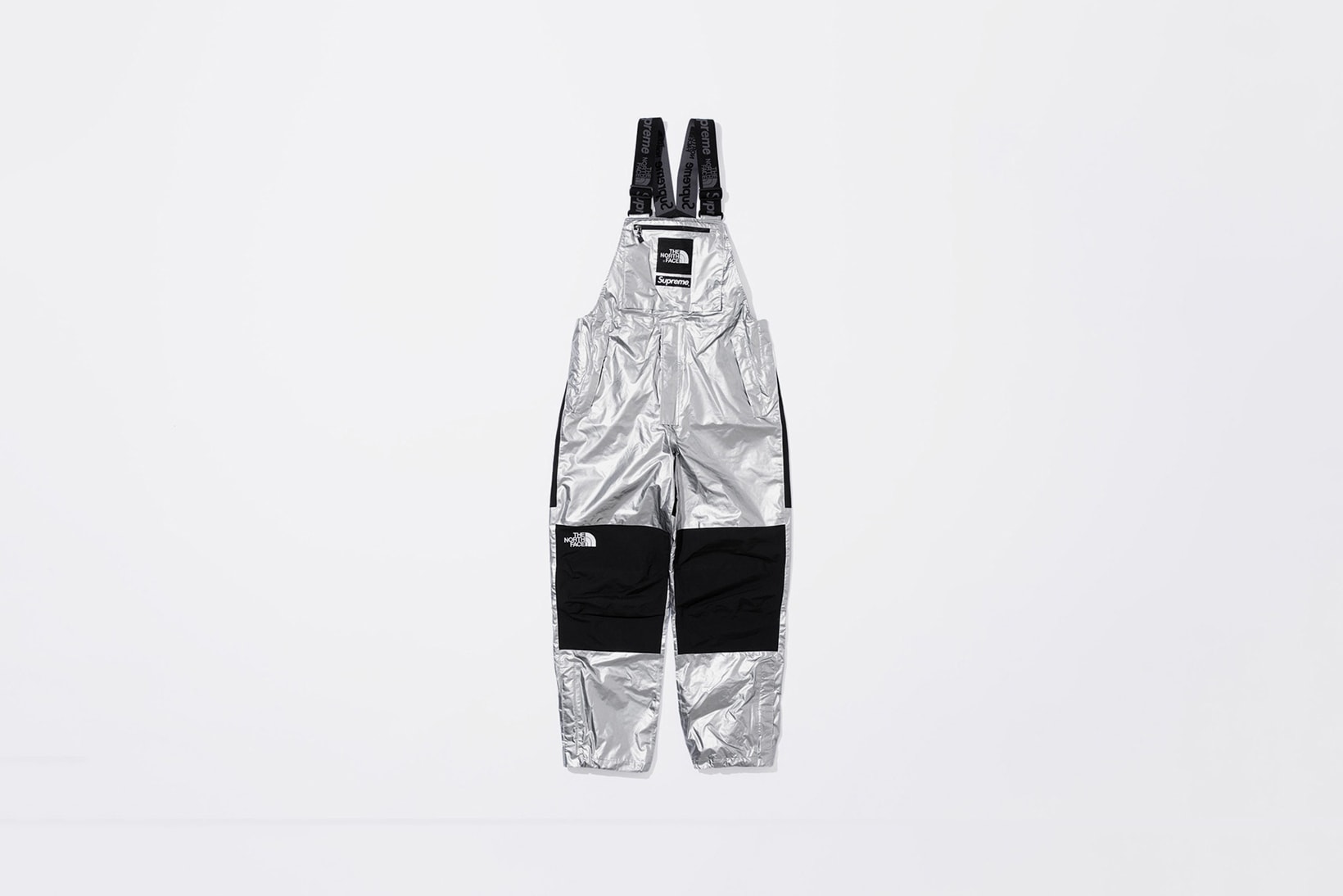 Supreme x The North Face Spring 2018 Metallic Collection Mountain Bib Pants Silver
