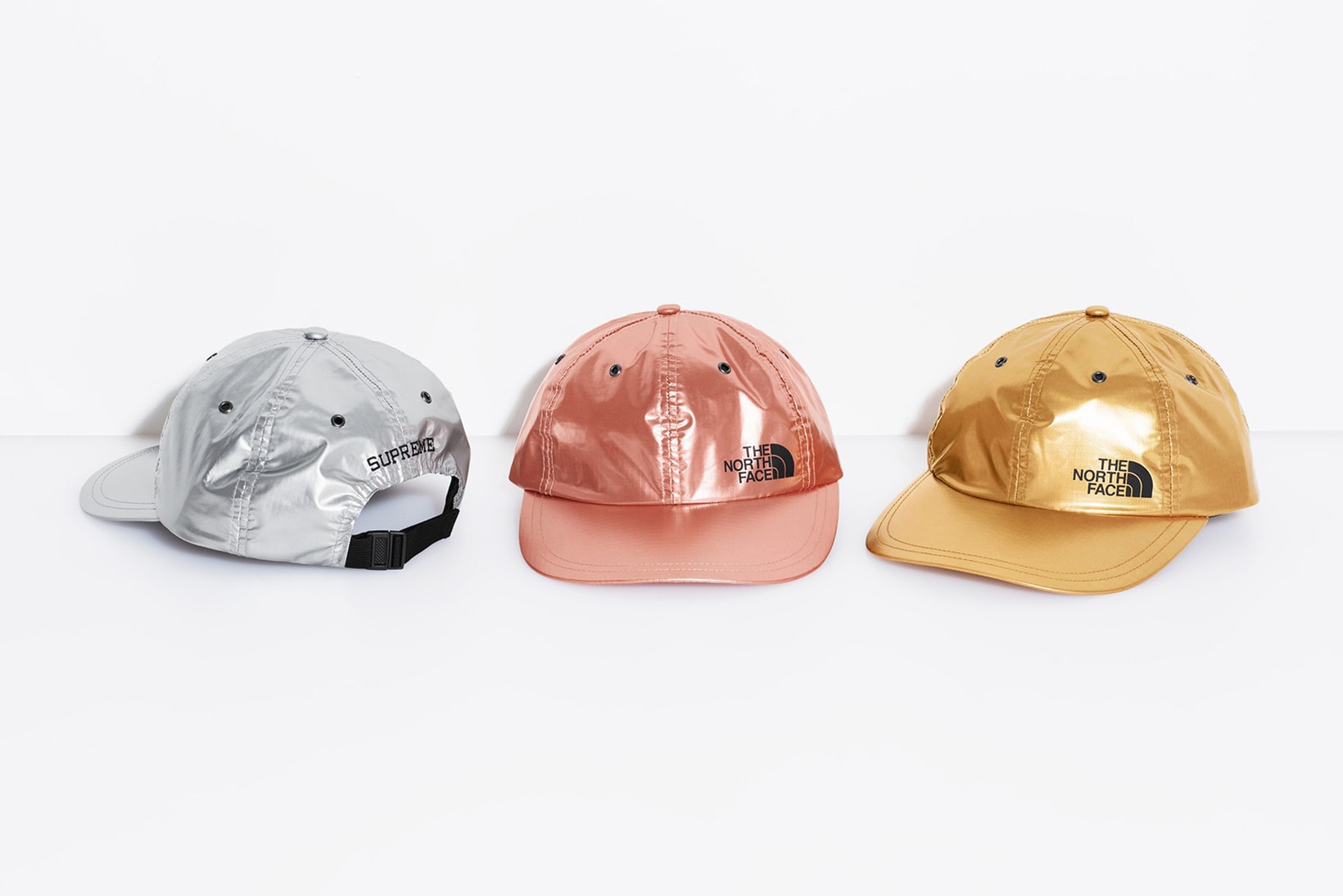 Supreme x The North Face Spring 2018 Metallic Collection 6-Panel Cap Gold Rose Silver