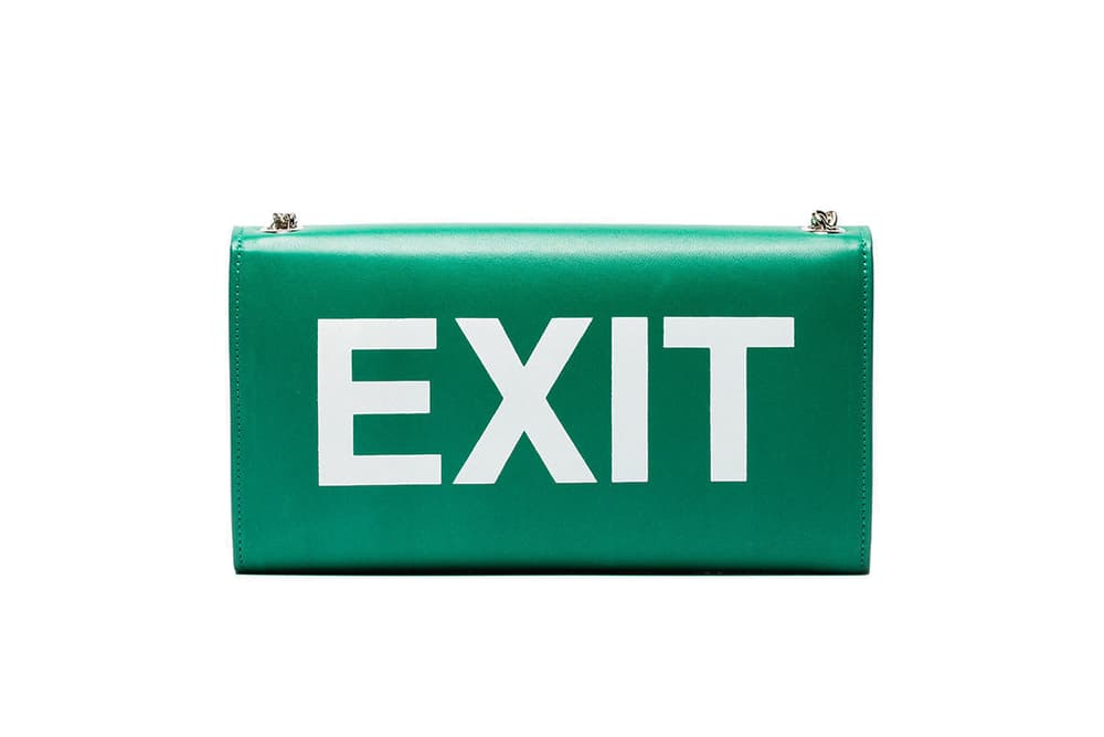 Vetements Green Leather 'EXIT' Handbag Purse Bag Sign Small Cross Body Demna Gvasalia