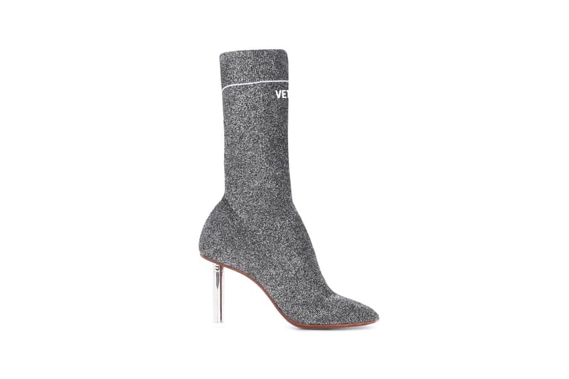 Vetements Lighter Heel Sock Ankle Boots Silver