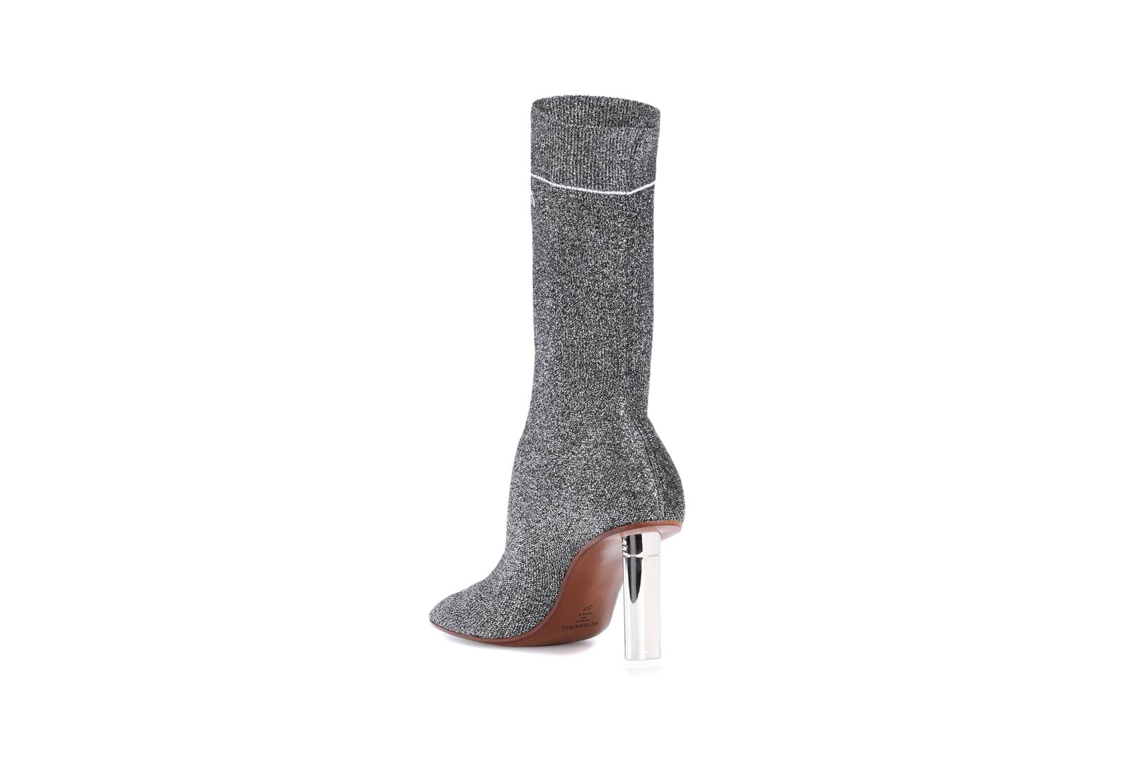 Vetements Lighter Heel Sock Ankle Boots Silver