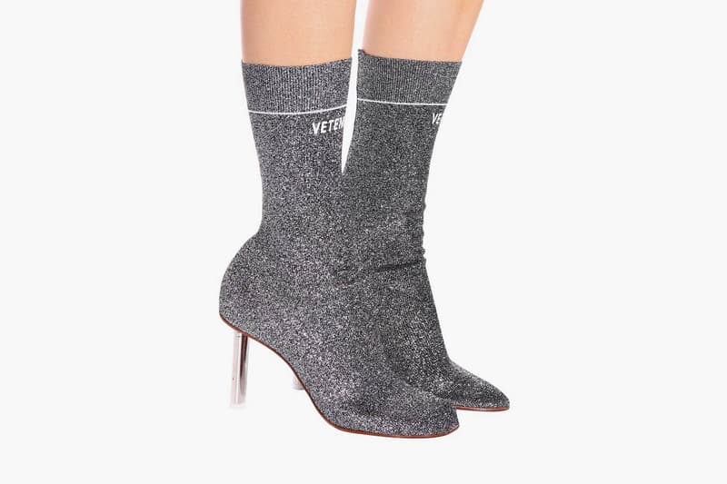 Vetements Lighter Heel Sock Ankle Boots Silver