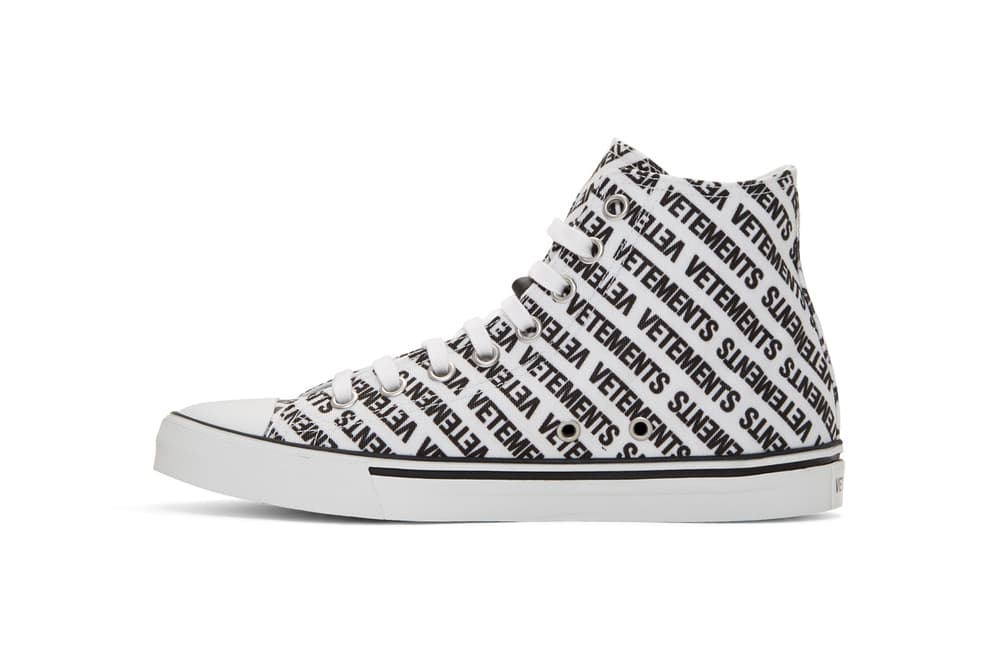 vetements demna gvasalia logo high top sneakers black white canvas rubber