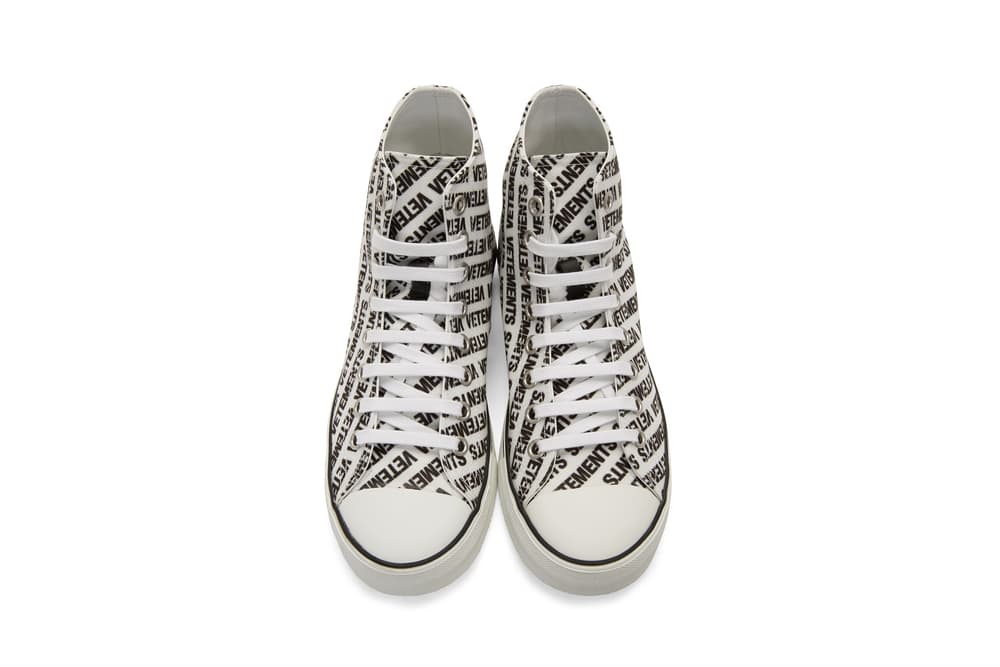 vetements demna gvasalia logo high top sneakers black white canvas rubber