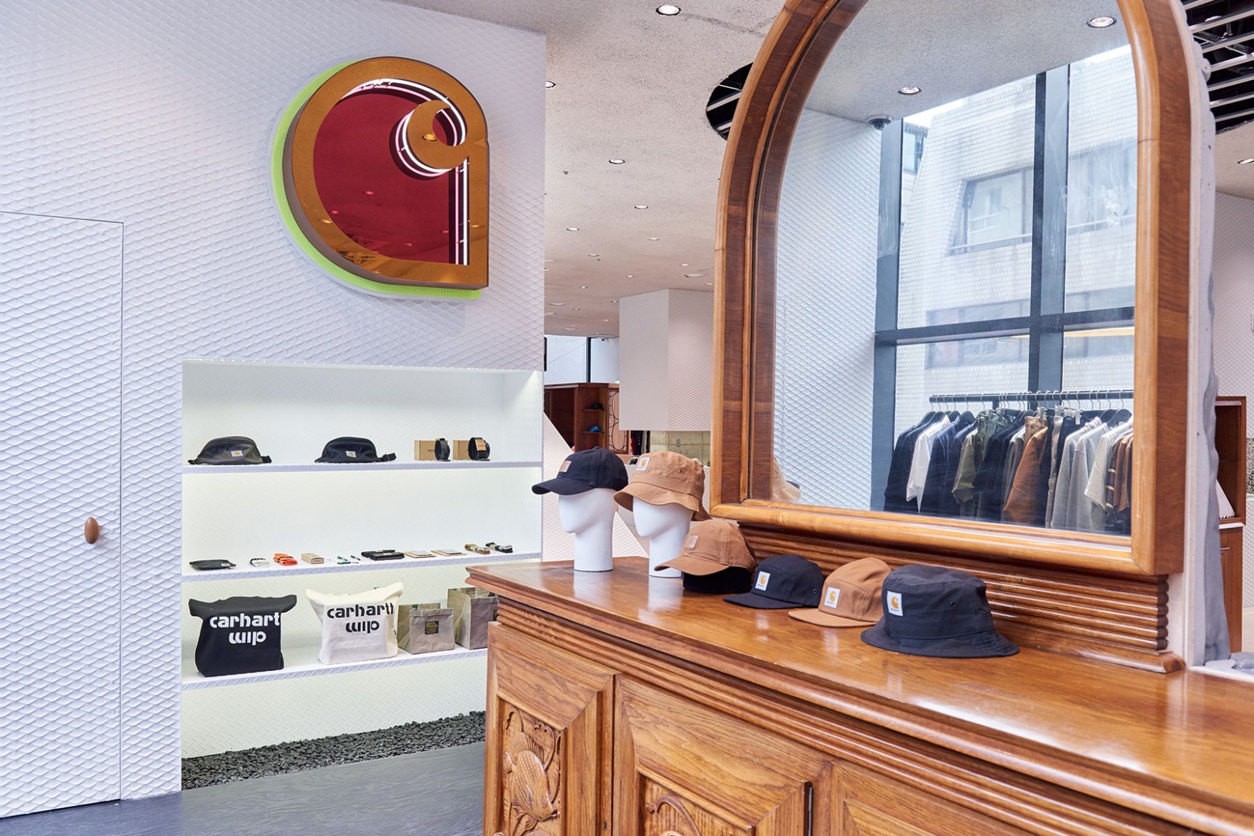 worksout hongdae seoul select shop streetwear collaborations armoire wood mirror