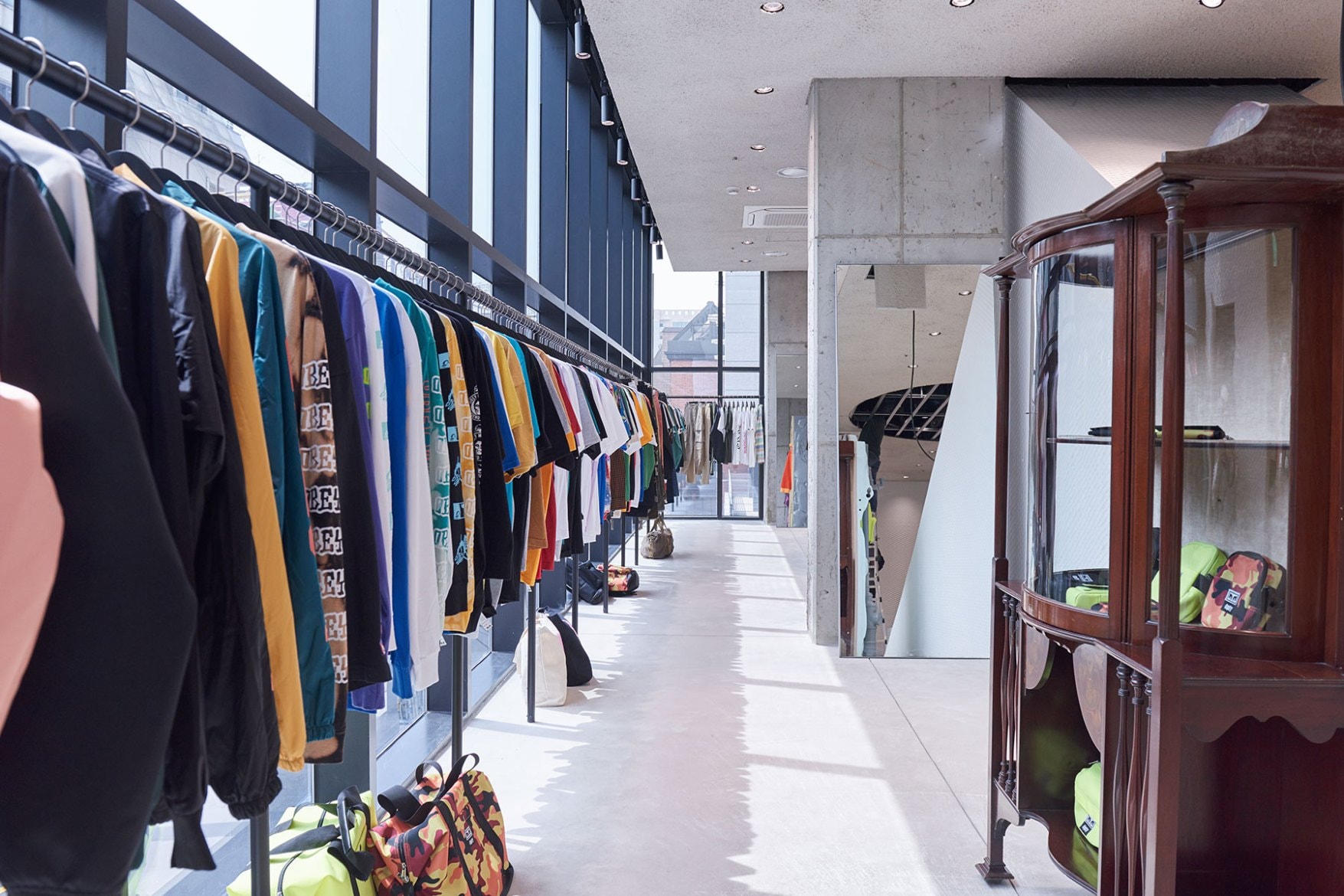 worksout hongdae seoul select shop streetwear collaborations racks wood armoire