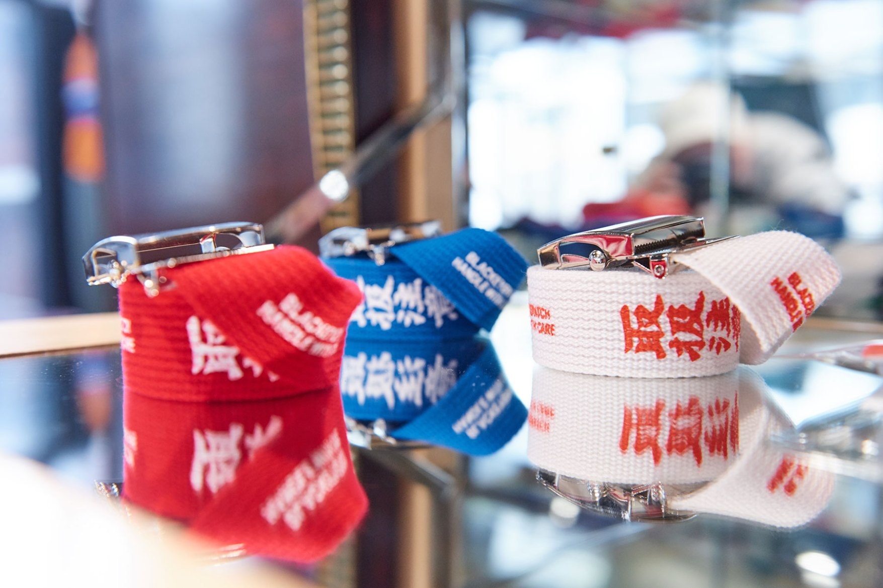 worksout hongdae seoul select shop streetwear collaborations belts red white blue mirror