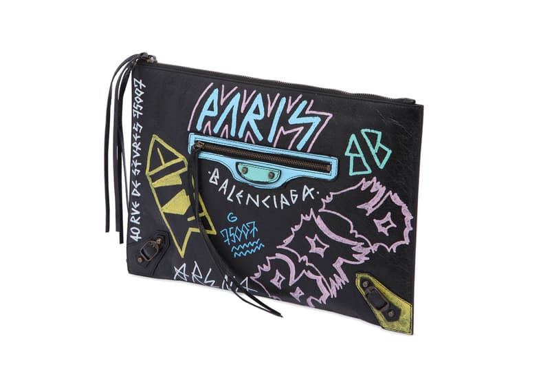 Balenciaga Graffiti Leather Pouch Urban Chic Colorful