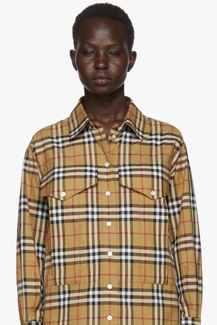 burberry shirt with plaid cuffs