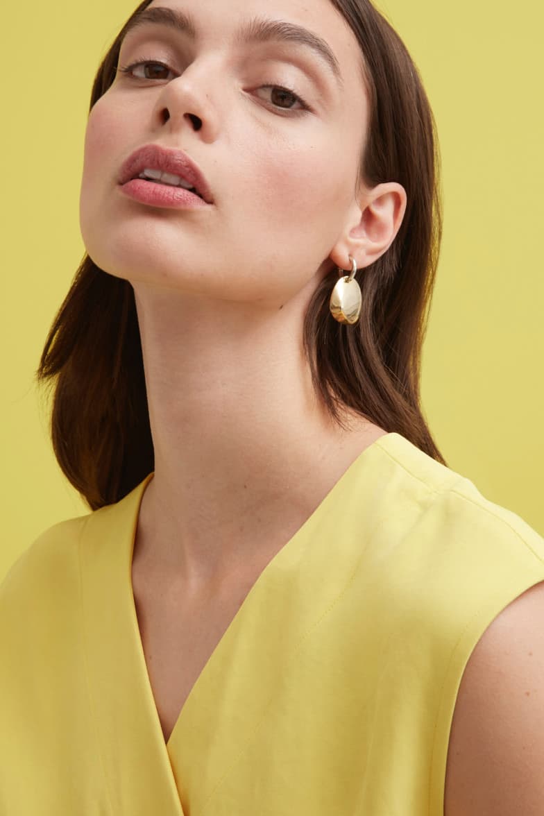 Everlane $100 Wrap Dress Red Yellow Pale Pink Blue