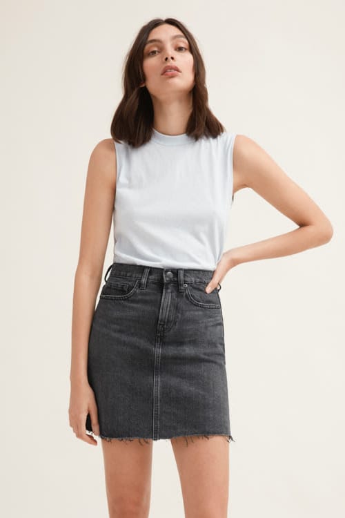 everlane white denim skirt