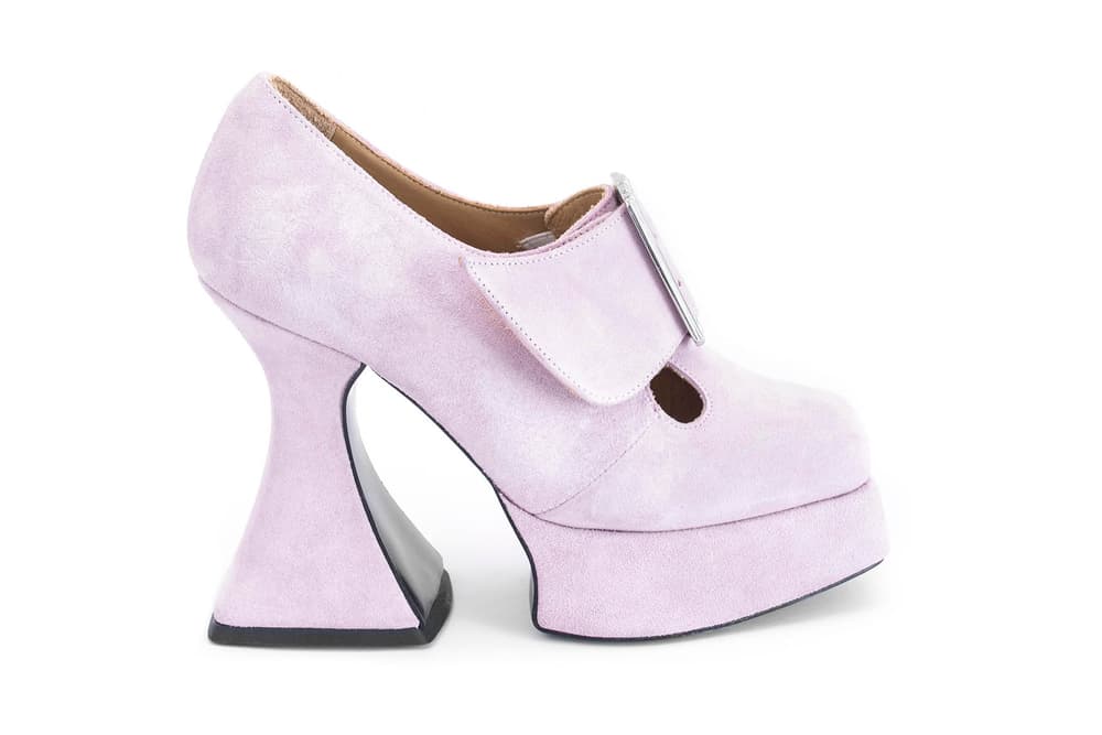 John Fluevog Munster Platform Heels Black Purple Silver