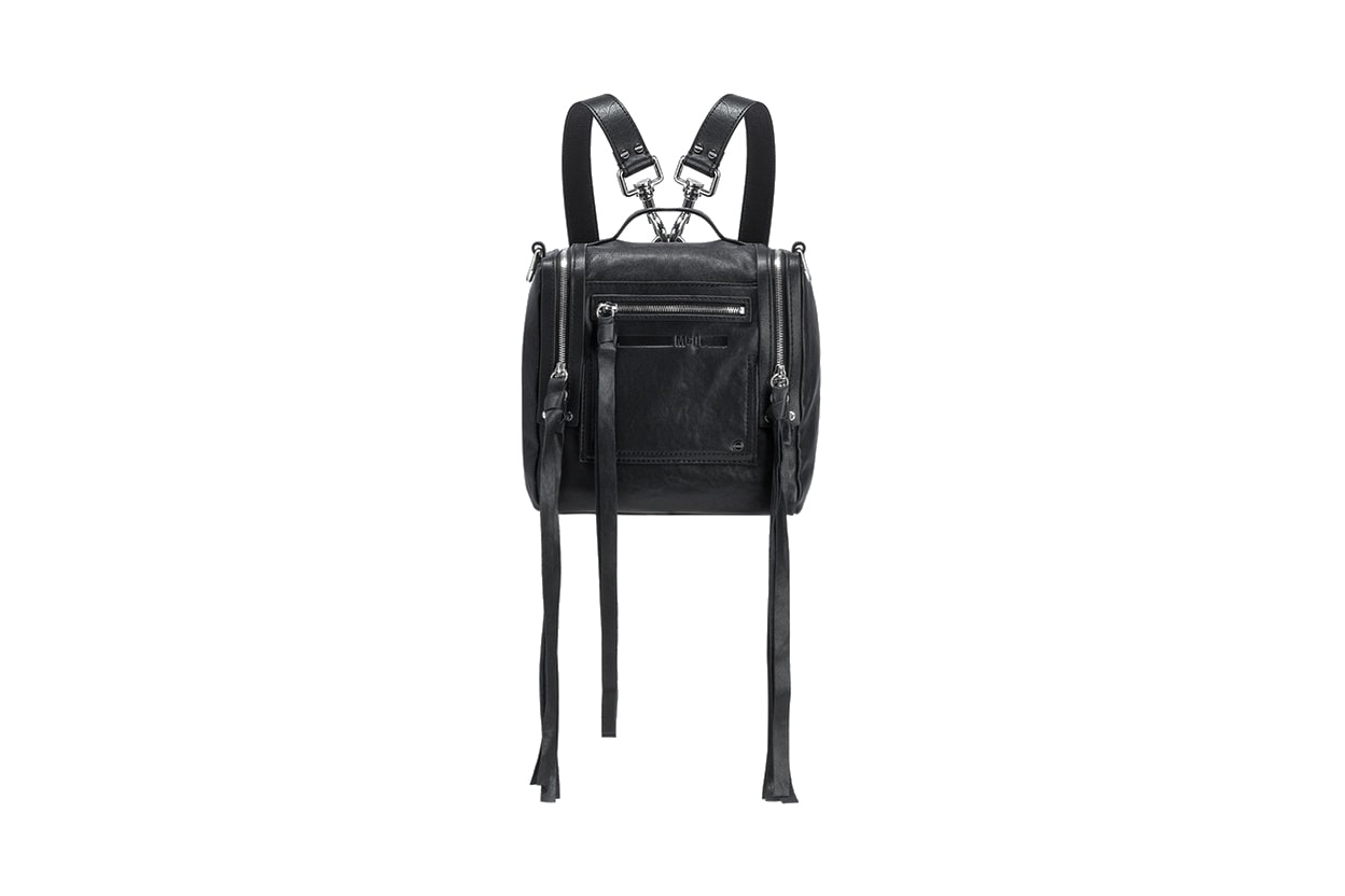 McQ Black Lambskin Leather Mini Convertible Box Bag Sleek Chic