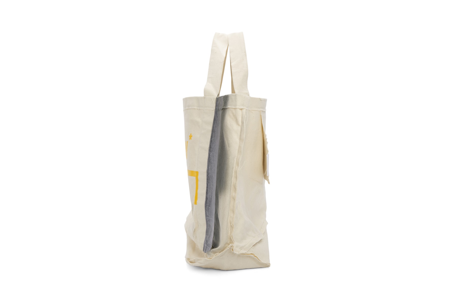 a cold wall samuel ross beige plastic frayed tote bag