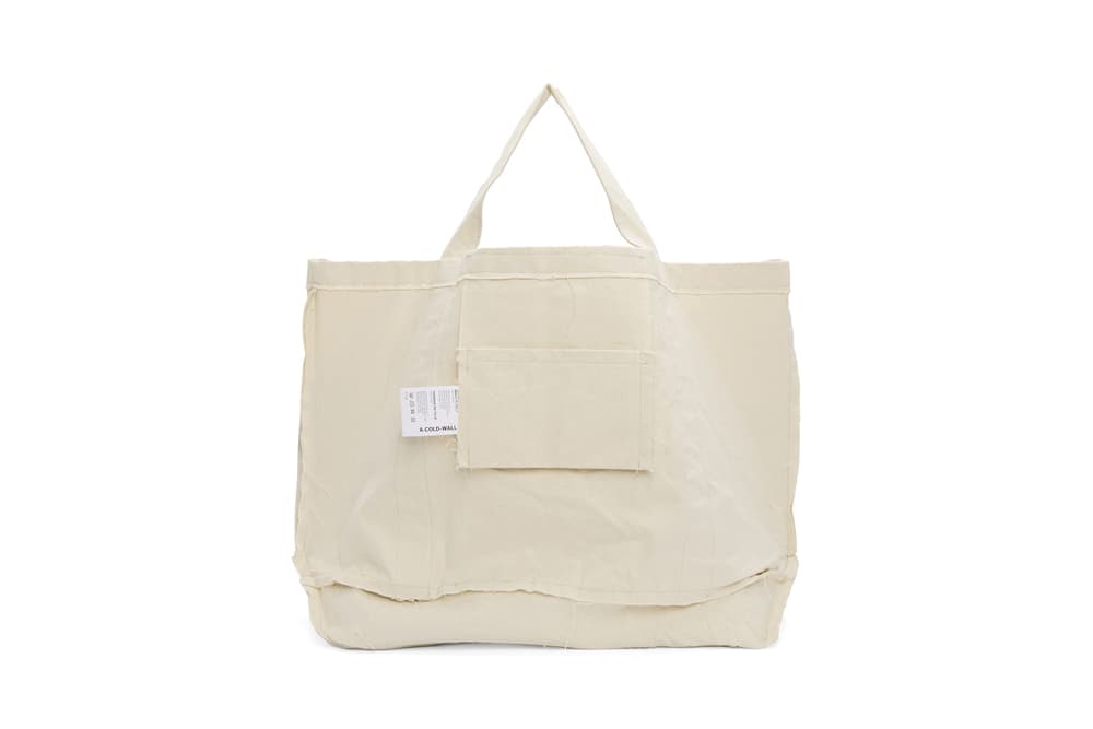a cold wall samuel ross beige plastic frayed tote bag
