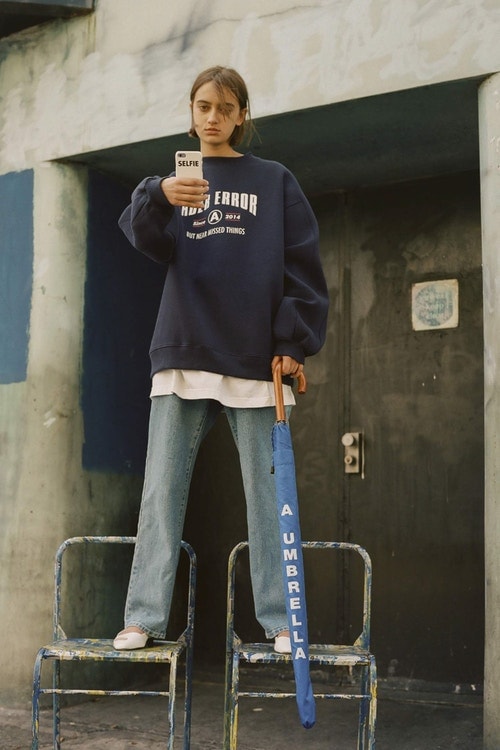 Ader Error Spring/Summer 2018 Collection Campaign Sweater Jeans Navy Blue