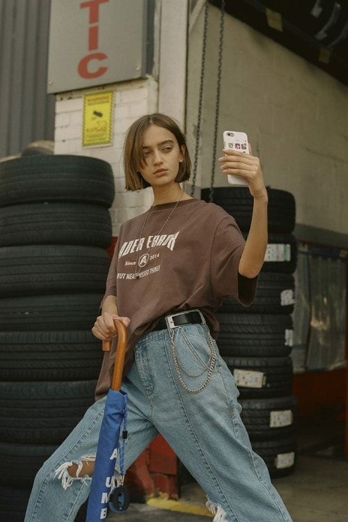 Ader Error Spring/Summer 2018 Collection Campaign Tee Jeans Brown Blue