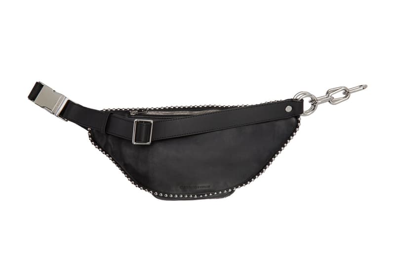 Alexander Wang Edgy Attica Fanny Pack Leather Crossbody Bag Chain Hardware Black Silver