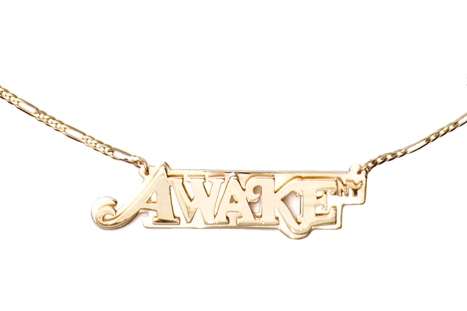 Awake NY Spring/Summer 2018 Logo Nameplate Necklace Gold