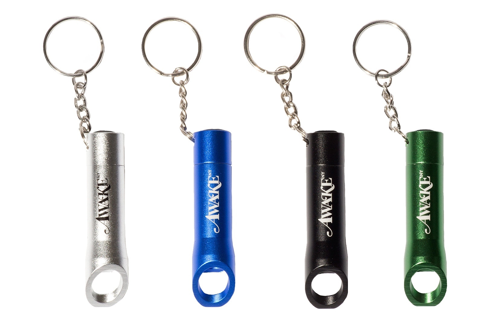 Awake NY Spring/Summer 2018 Mini Logo Keychain Flashlight Silver Blue Black Green
