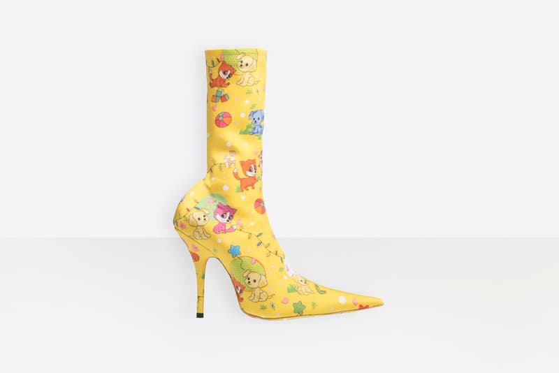 Balenciaga Yellow Puppy Print Calf-High Knife daybreak Boots Pre-Order Demna Gvasalia