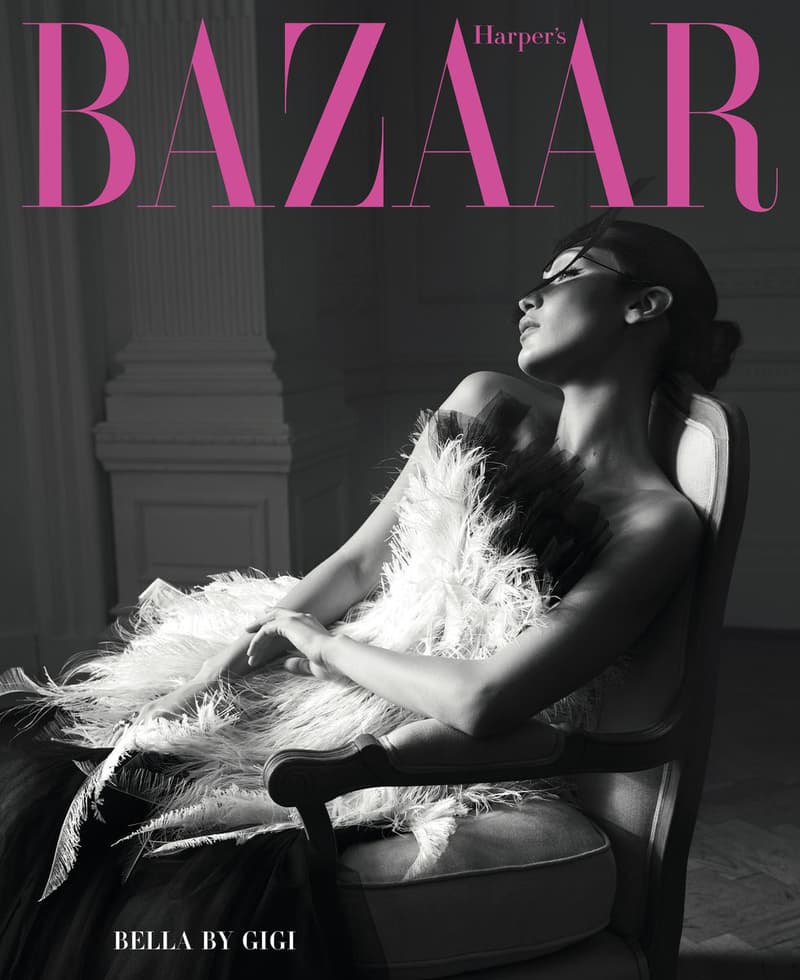 Bella Hadid Harper's Bazaar June July 2018 Cover Black White Dior Haute Couture