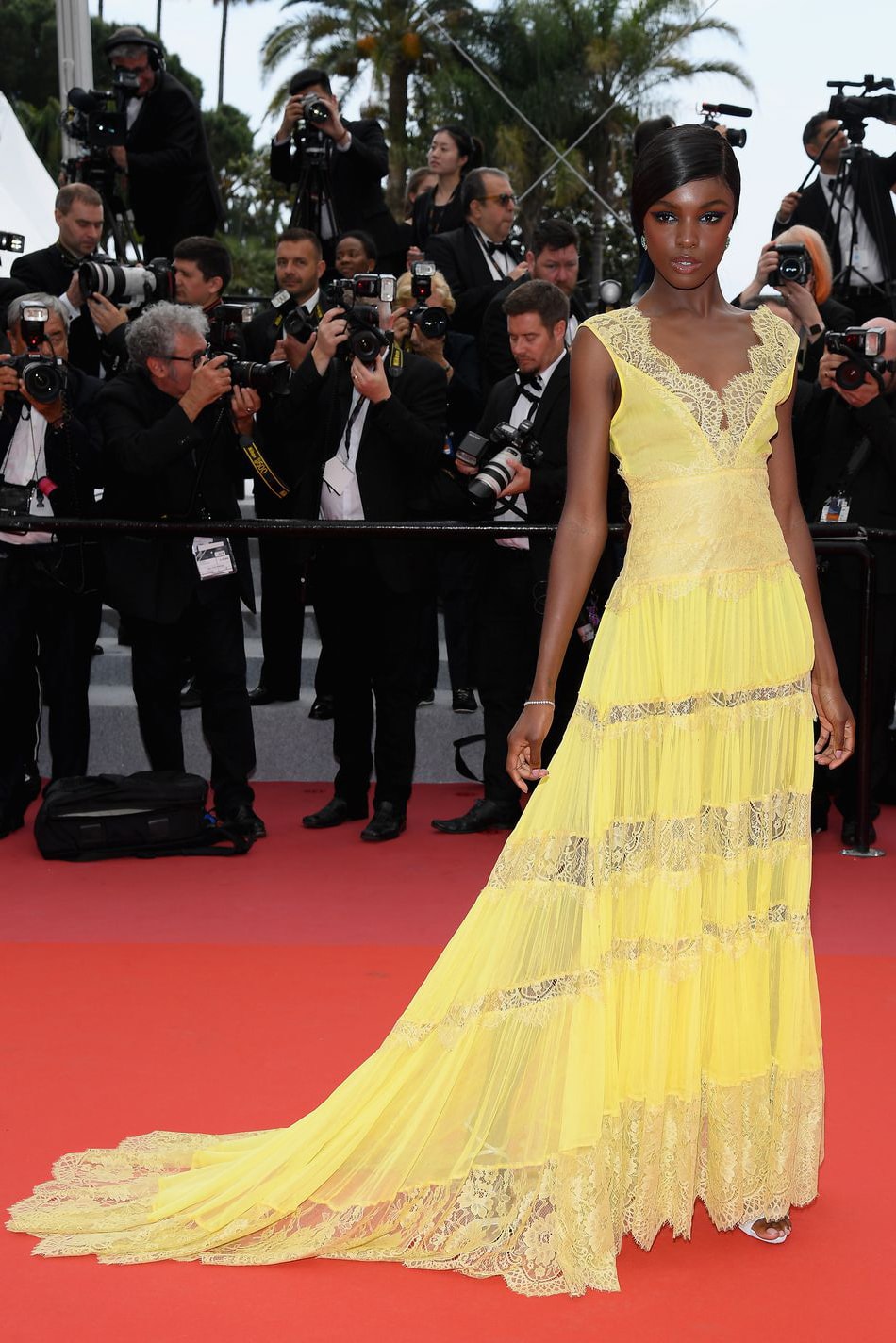 2018 Cannes Film Festival Leomie Anderson Twinset Official Gown Yellow