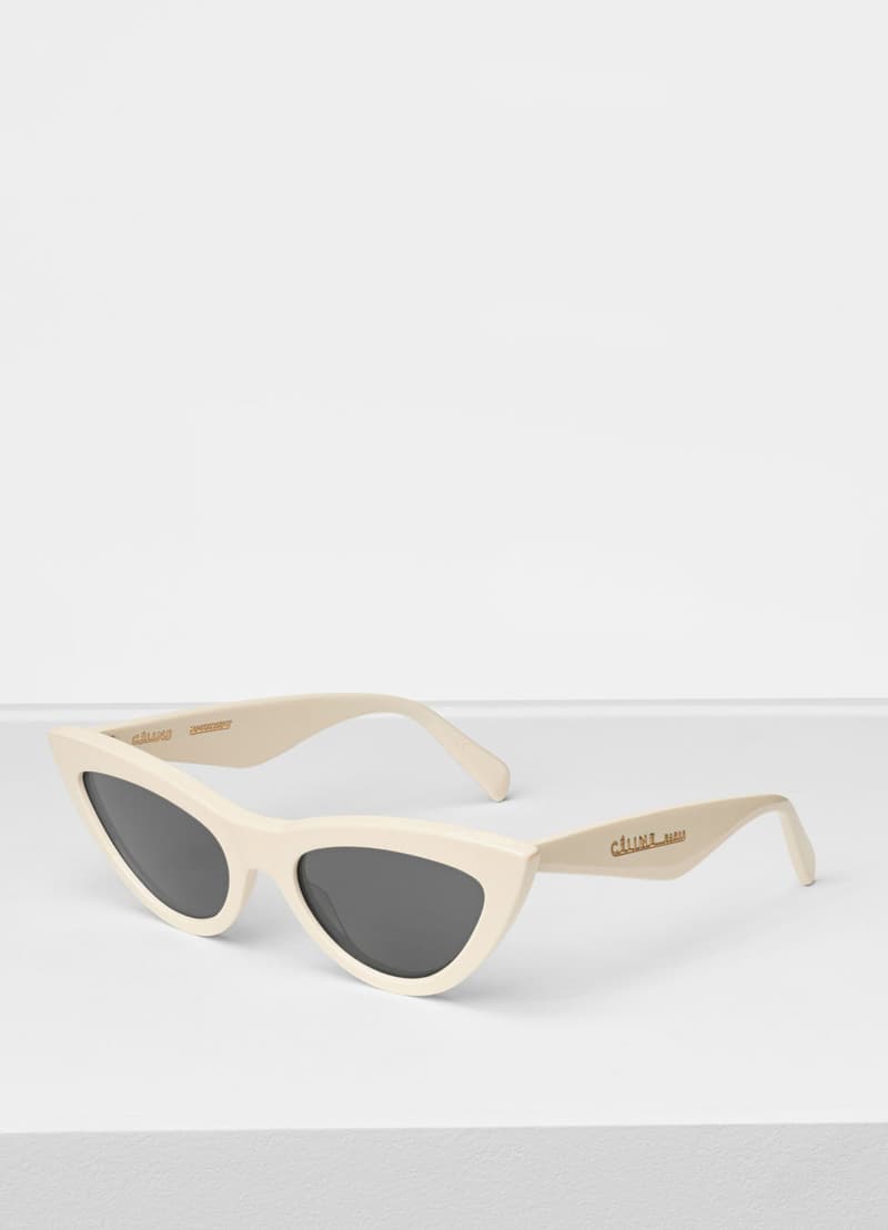 celine leather Cat Eye Sunglasses Summer 2018 Phobe Philo White