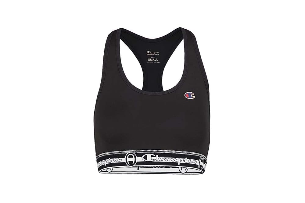 Champion Logo Crop Top Sports Bra Pastel Pink Black