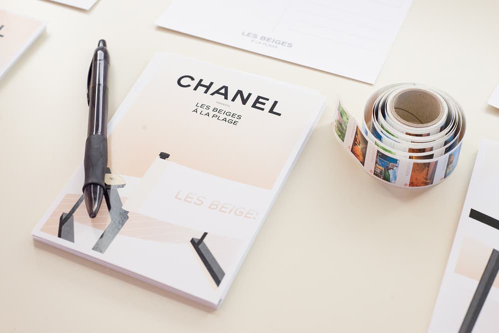 Chanel Beauty Lipsticks LES BEIGES À LA PLAGE Vancouver Pop-Up Store Makeup Holt Renfrew Postcard Stamps