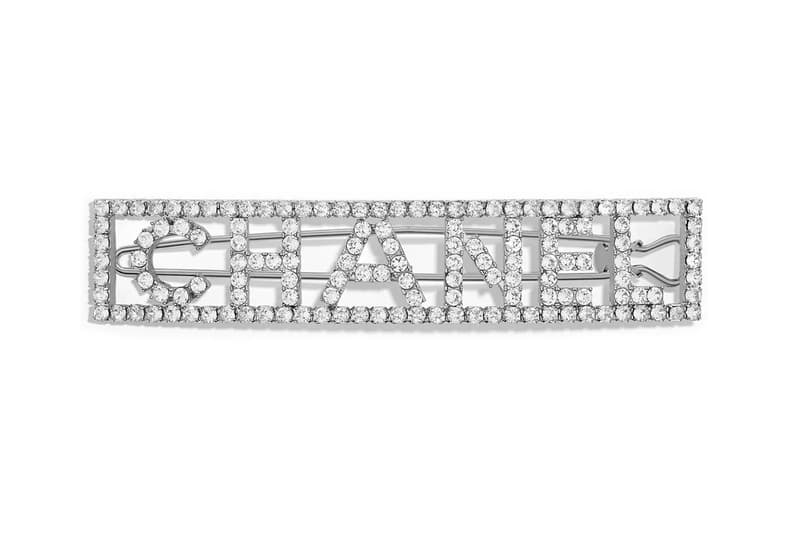 Chanel Silver Crystal Diamante Logo Hair Clip