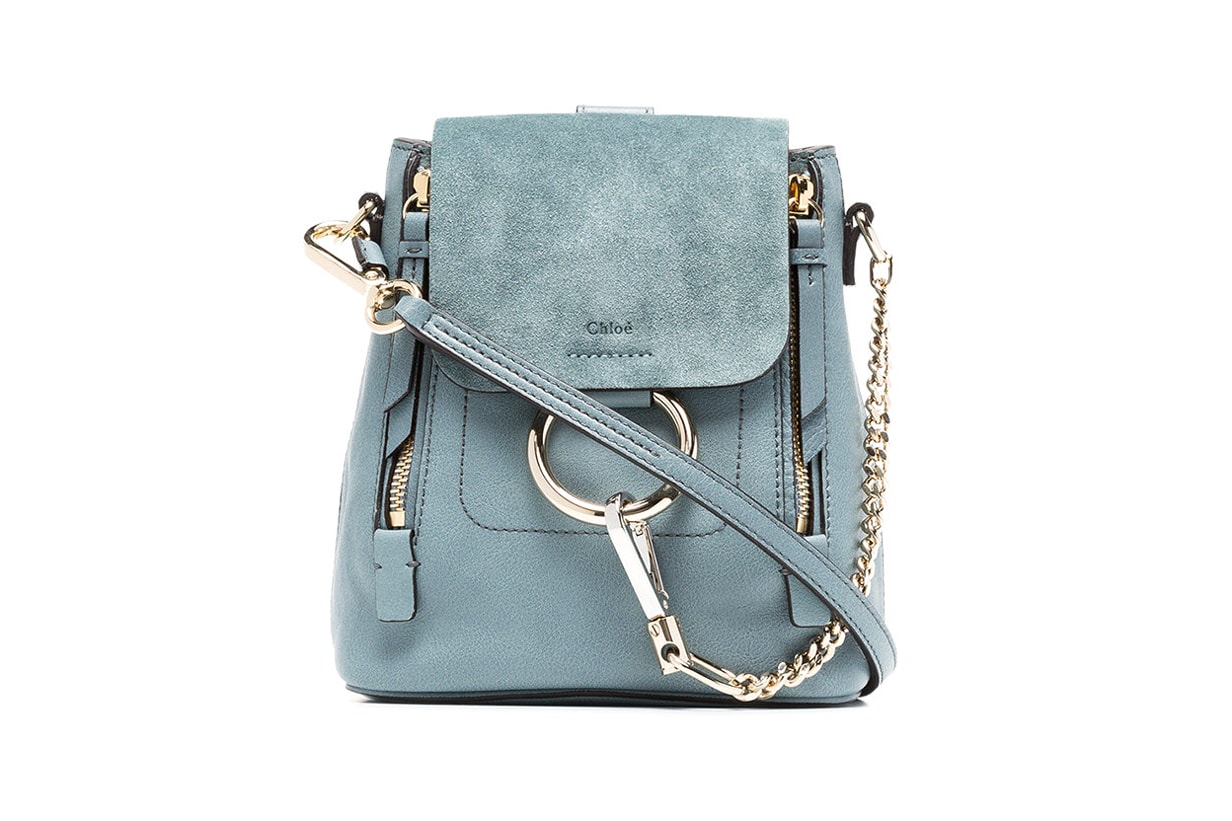 Chloé Mini Faye Leather Backpack Blue
